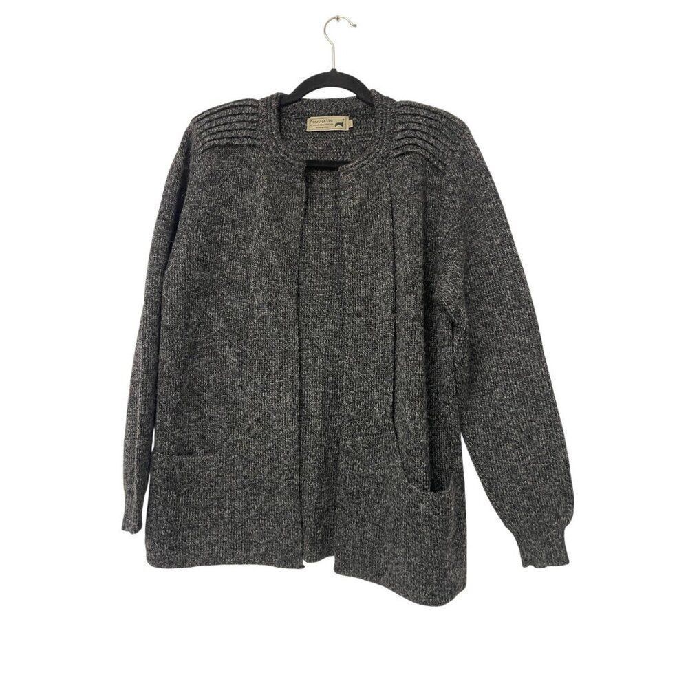 Peruvian Link Womens Sweater One Size Gray Knit Alpaca Long Sleeve Cardigan